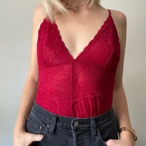 Red Lace Bodysuit